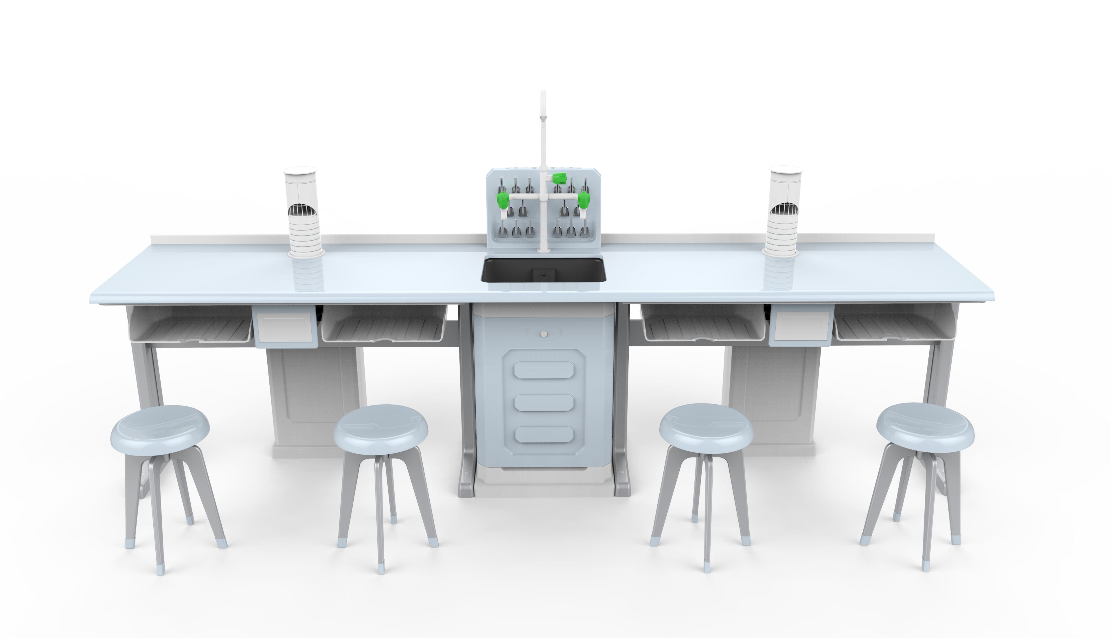 化學(xué)實(shí)驗(yàn)室新型塑鋼桌體連體風(fēng)筒-淡藍(lán)